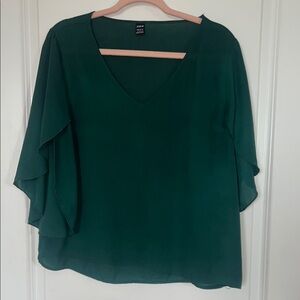 SHEIN Emerald V-Neck Blouse